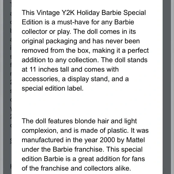 Barbie Y2K Celebration Doll in Gold & White (2000)(Collectors)MAKE ME AN OFFER. - Picture 6 of 6
